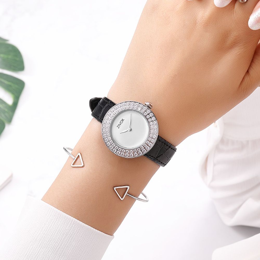 ZIVOK Brand Luxury Women Watches Diamond Ladies Quartz Watch Waterproof Clock Leather Strap Relogio Feminino-8