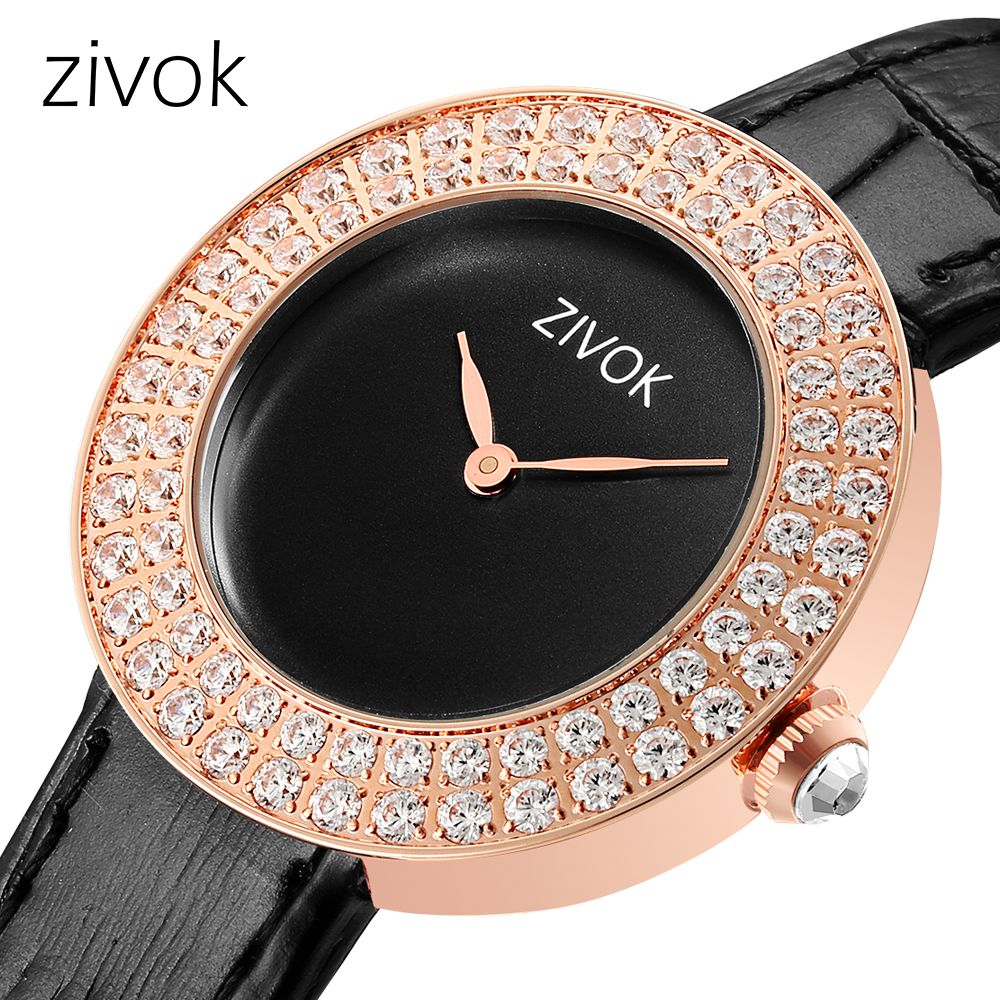 ZIVOK Brand Luxury Women Watches Diamond Ladies Quartz Watch Waterproof Clock Leather Strap Relogio Feminino-1