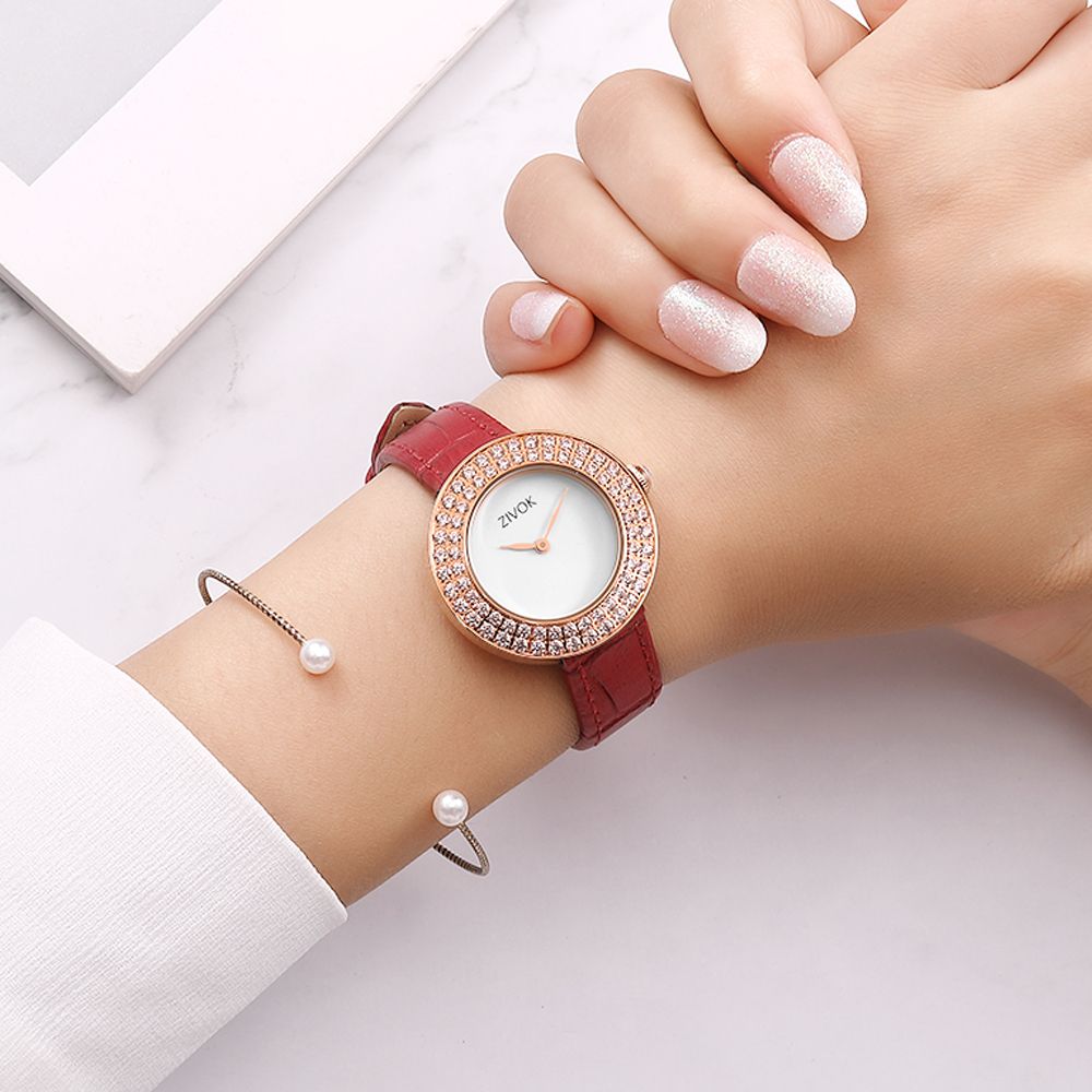 ZIVOK Brand Luxury Women Watches Diamond Ladies Quartz Watch Waterproof Clock Leather Strap Relogio Feminino-3