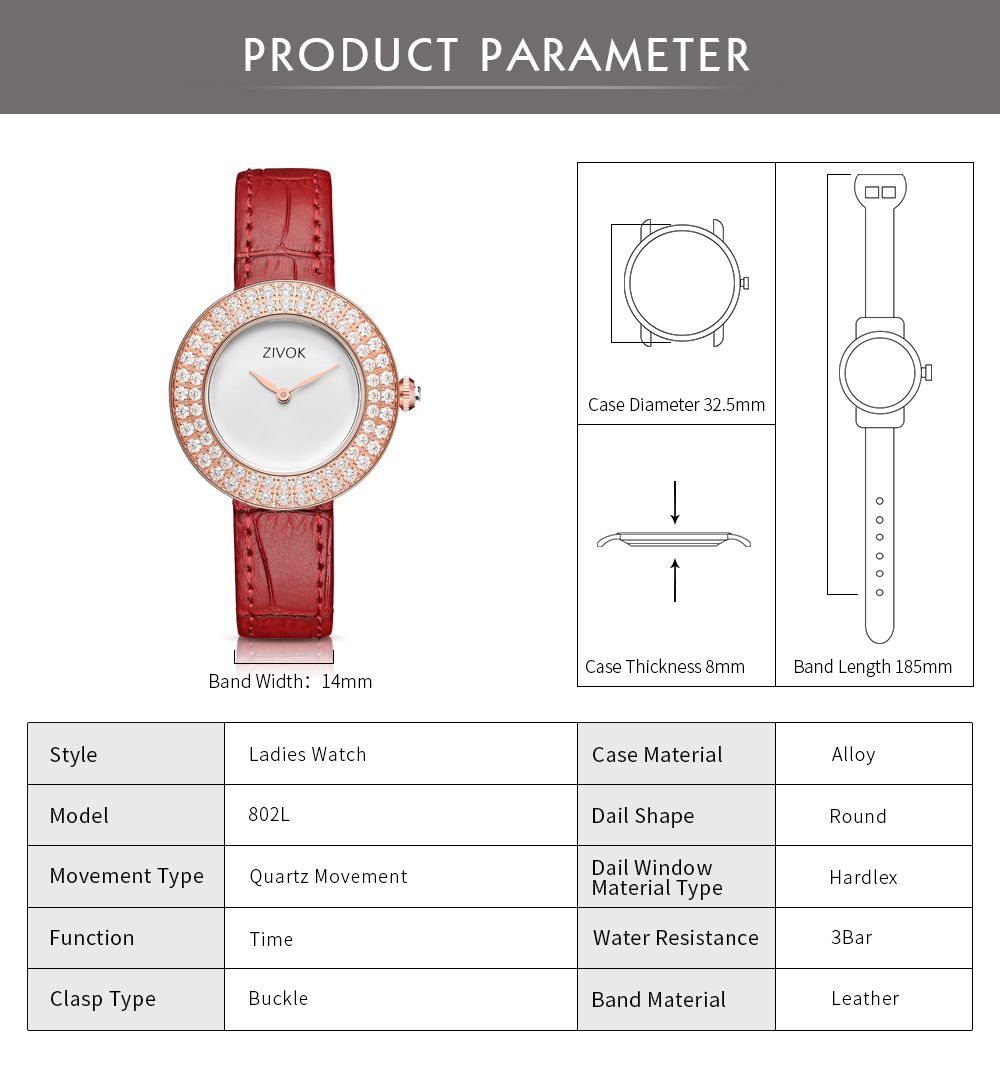 ZIVOK Brand Luxury Women Watches Diamond Ladies Quartz Watch Waterproof Clock Leather Strap Relogio Feminino-9