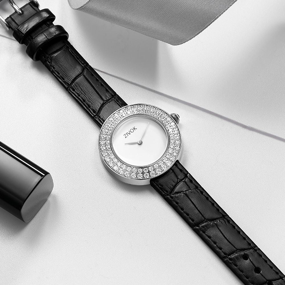 ZIVOK Brand Luxury Women Watches Diamond Ladies Quartz Watch Waterproof Clock Leather Strap Relogio Feminino-12