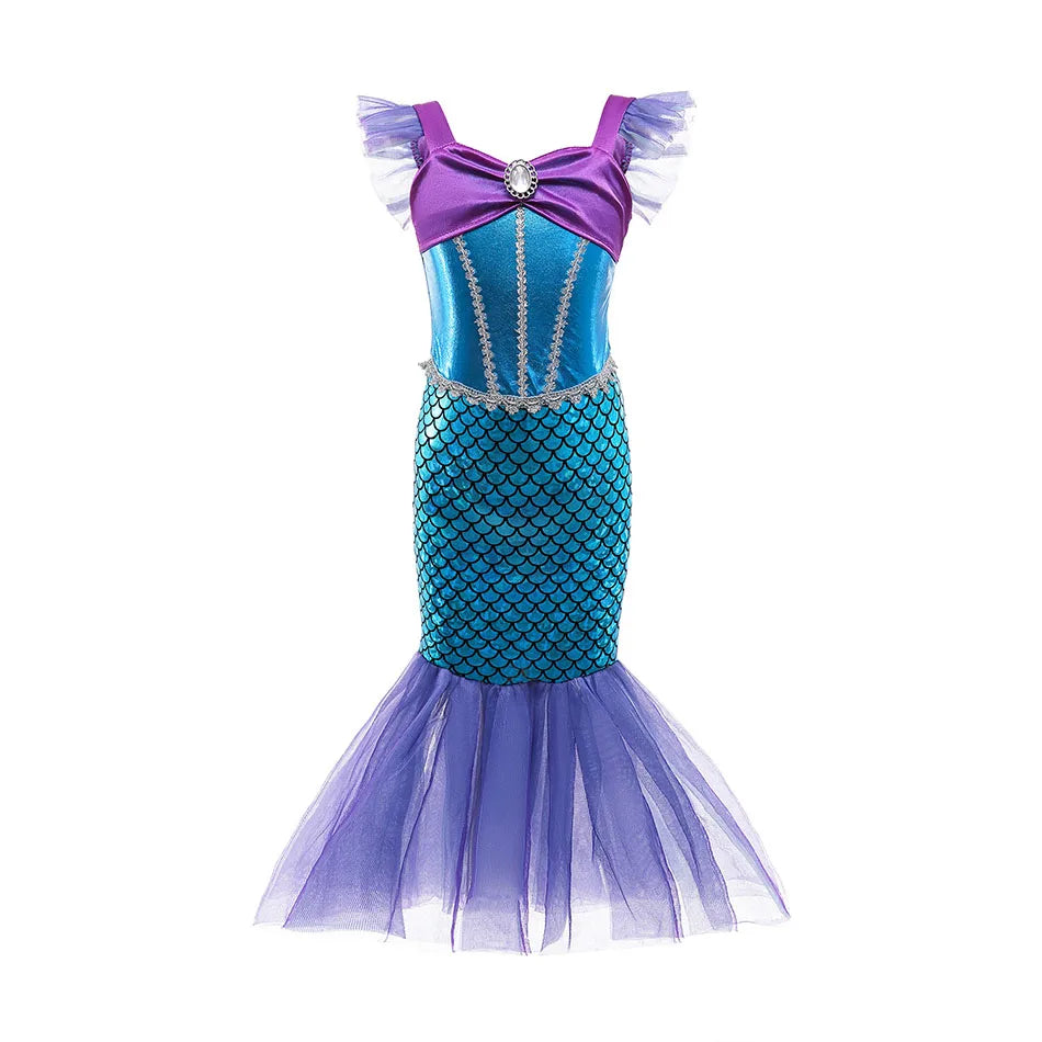 Children Princess Costume Kids Mermaid Halloween Clothes Little Girls Summer Stage Performance Clothing Kids Cosplay Dresses