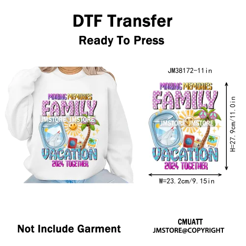 Happy Summer Boat Cruise Life Salty Beach Family Island Vacation Iron on DTF Thermal Transfer Sticker Ready to Press for Clothes