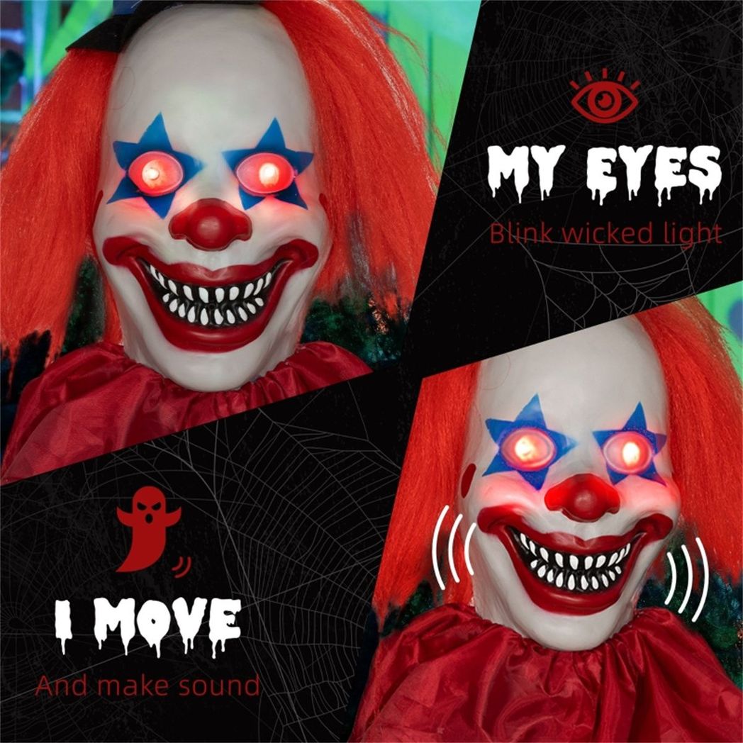 Spooktacular Touch-Activated Clown with Glowing Eyes - 6ft Halloween Decor