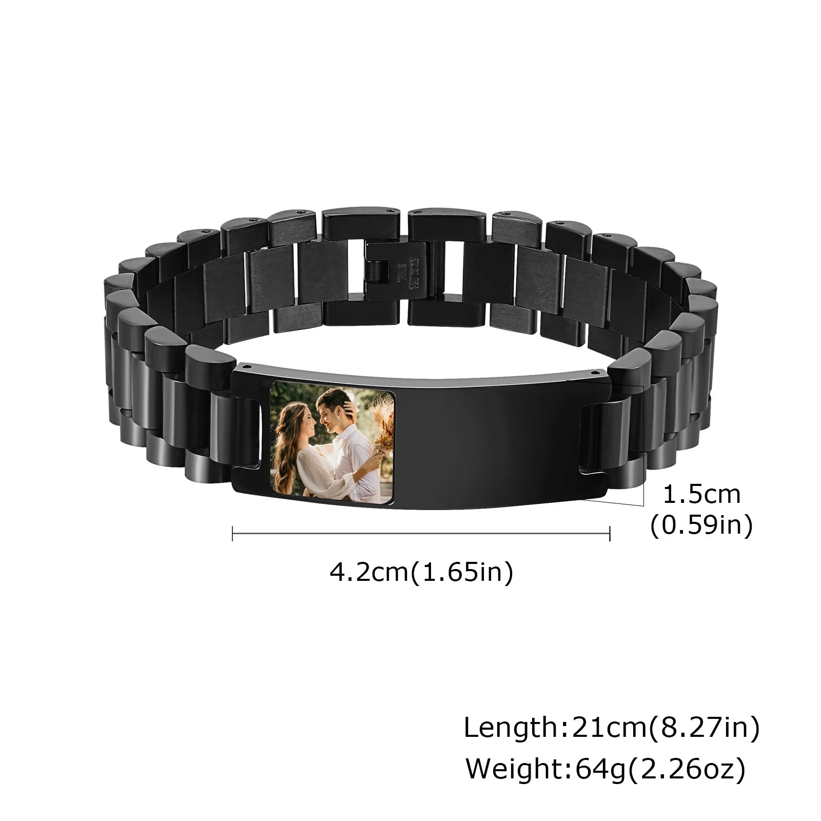 Customized Colorful Photo Bracelets for Men,Stainless Steel Watch Band Wristband with Free Regulator,Valentine's Day Father Gift
