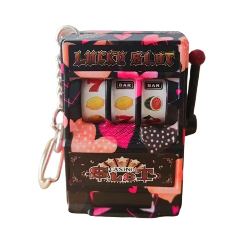 Mini Casino Lucky Charm Jackpot Keychains Handbags Charm Pendant Keychain Novelty Gifts for Women Men