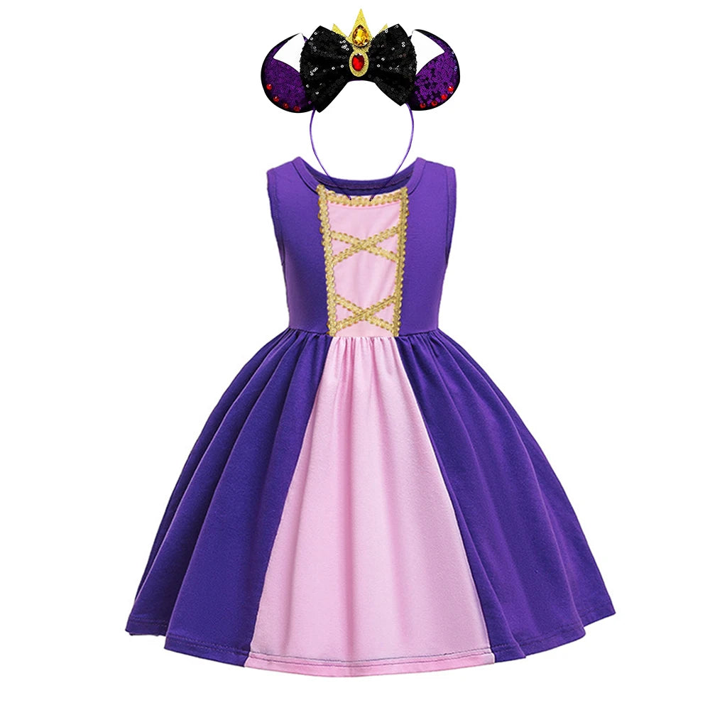 Patchworks Cosplay Princess Dress for Kids Girl Summer Sleeveless Vestido Casual Children Clothing One Piece Dress Fashion Stlye