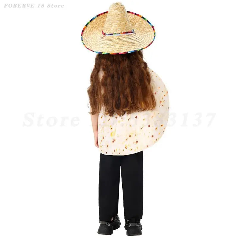Kids Cute Taco Mexican Tortilla Cosplay Costume Child Festival Role Play Fancy Clothing Halloween Cartoon Food Stage Costumes