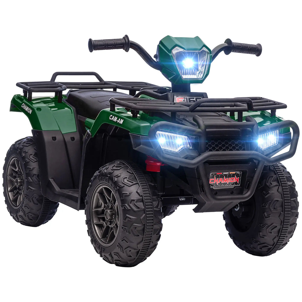 12V Kids Quad Bike with Forward Reverse Functions, Electric Ride On ATV with Music, LED Headlights, for Ages 3-5 Years in Green by HOMCOM-0