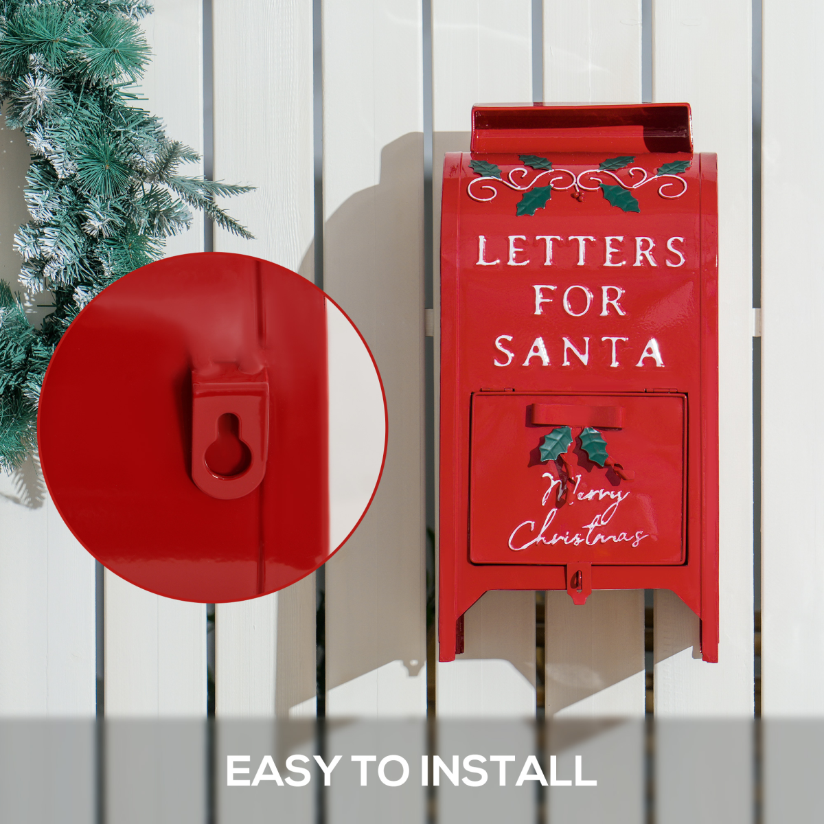 HOMCOM Christmas Post Box Freestanding or Wall Mounted for Xmas Decoration