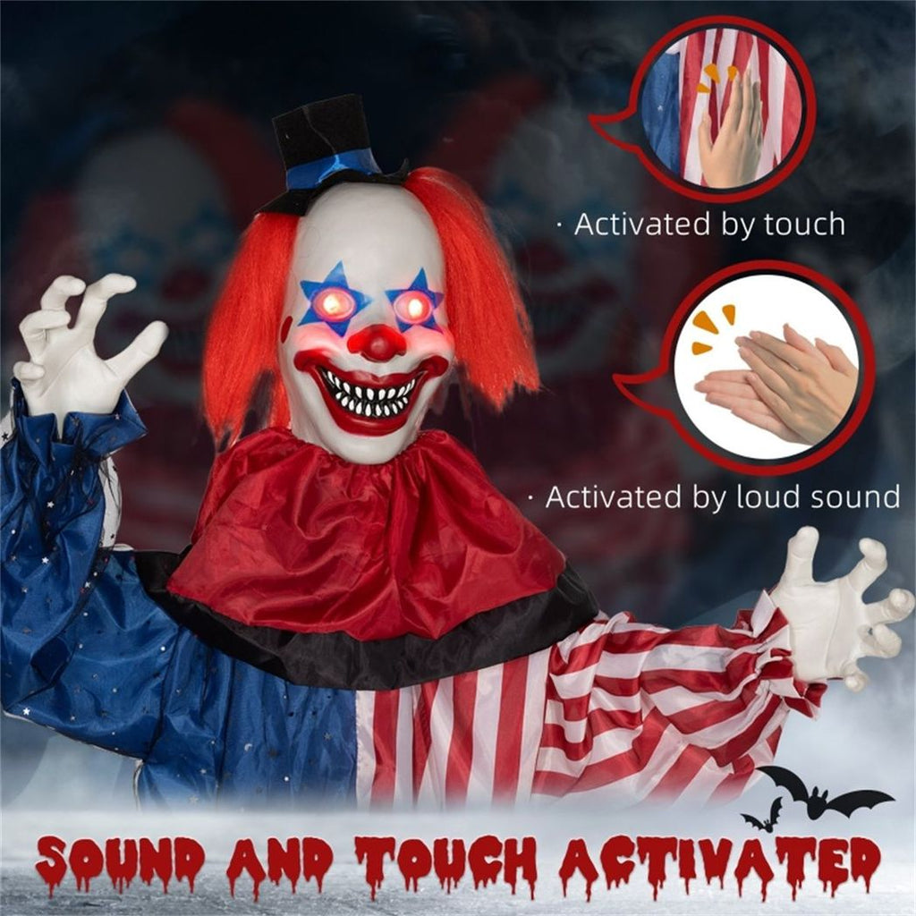 Spooktacular Touch-Activated Clown with Glowing Eyes - 6ft Halloween Decor