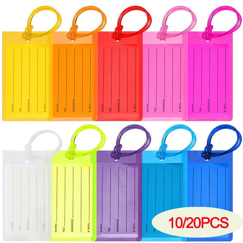 10/20PCS Luggage Tag Boarding Shipping PVC Baggage Tags Travel Accessory Women Men Suitcase ID Address Name Holder Bag Label