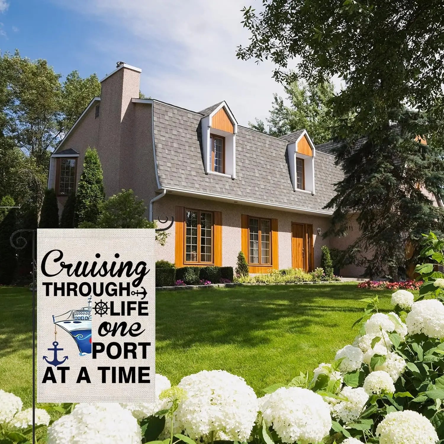ZJXHPO Cruising Ship Garden Flag Cruise Life Gift Cruising Through Life One Port At A Time Banner Summer Cruise Vacation Dec CCK