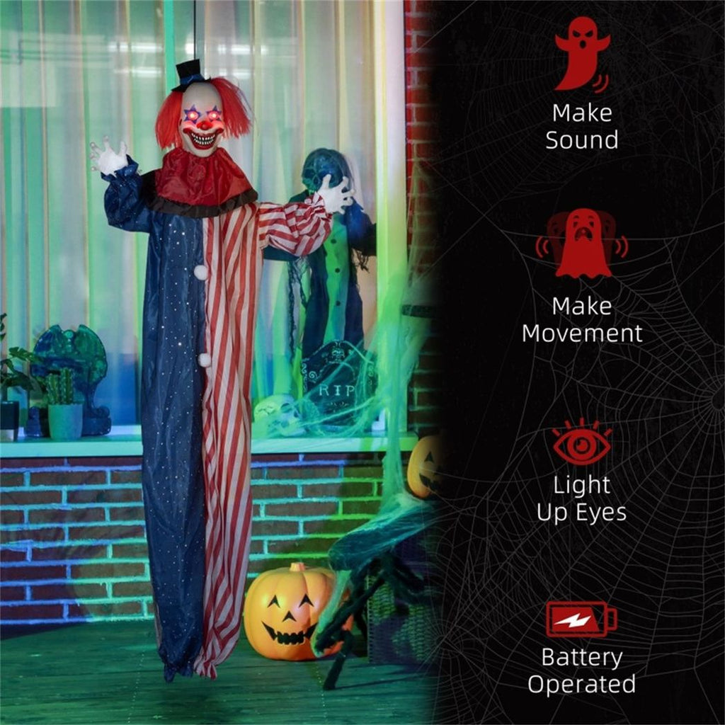 Spooktacular Touch-Activated Clown with Glowing Eyes - 6ft Halloween Decor