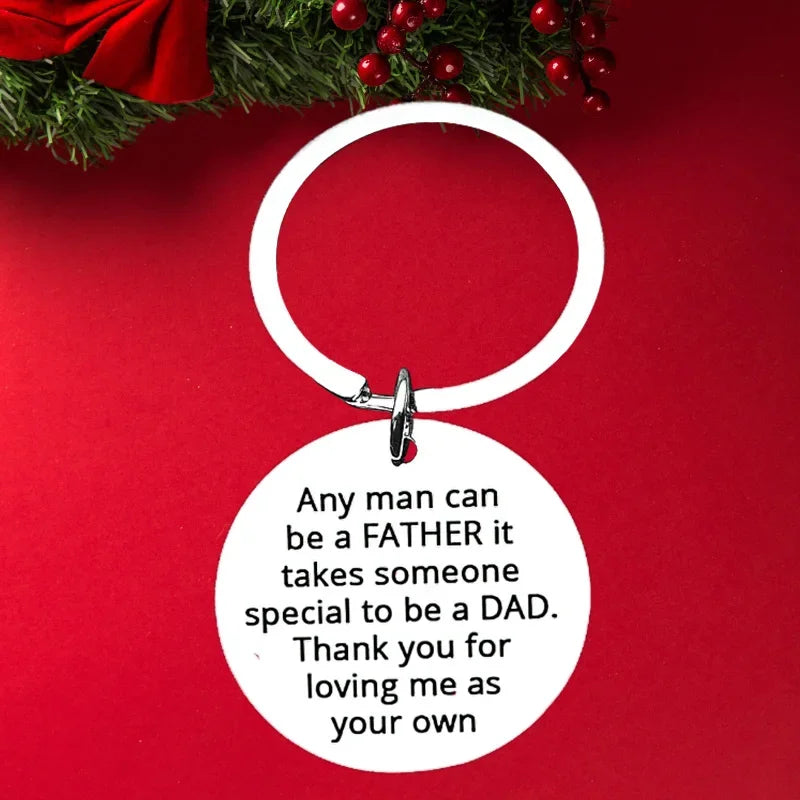New Father Stepdad Papa Keychain Pendant  Father's Day Daddy Dad Birthday Christmas Key Chain Keyrings Any Man Can Be A Father