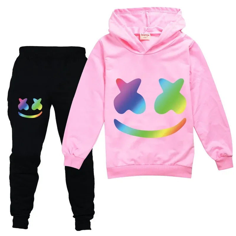 DJ Spring Season Autumn Clothing Set Kids Hoodies and Pants Suit Toddler Boys Tracksuit Teen Girls Casual Outfits