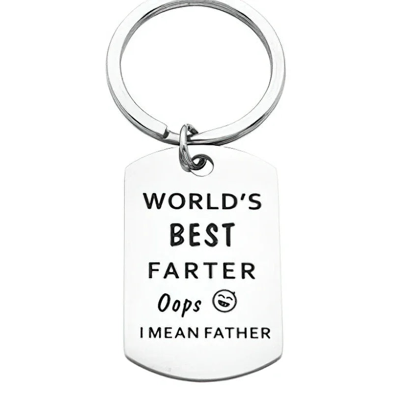 New Father's Day Keychain Pendant  World's Best Farter I Mean Father Funny Key Chain Keyring