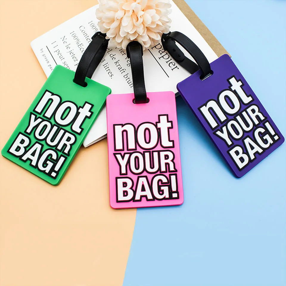 Creative Letter Not Your Bag Travel Accessories Luggage Tags Suitcase Cartoon Style Fashion Silicon Portable Travel Label