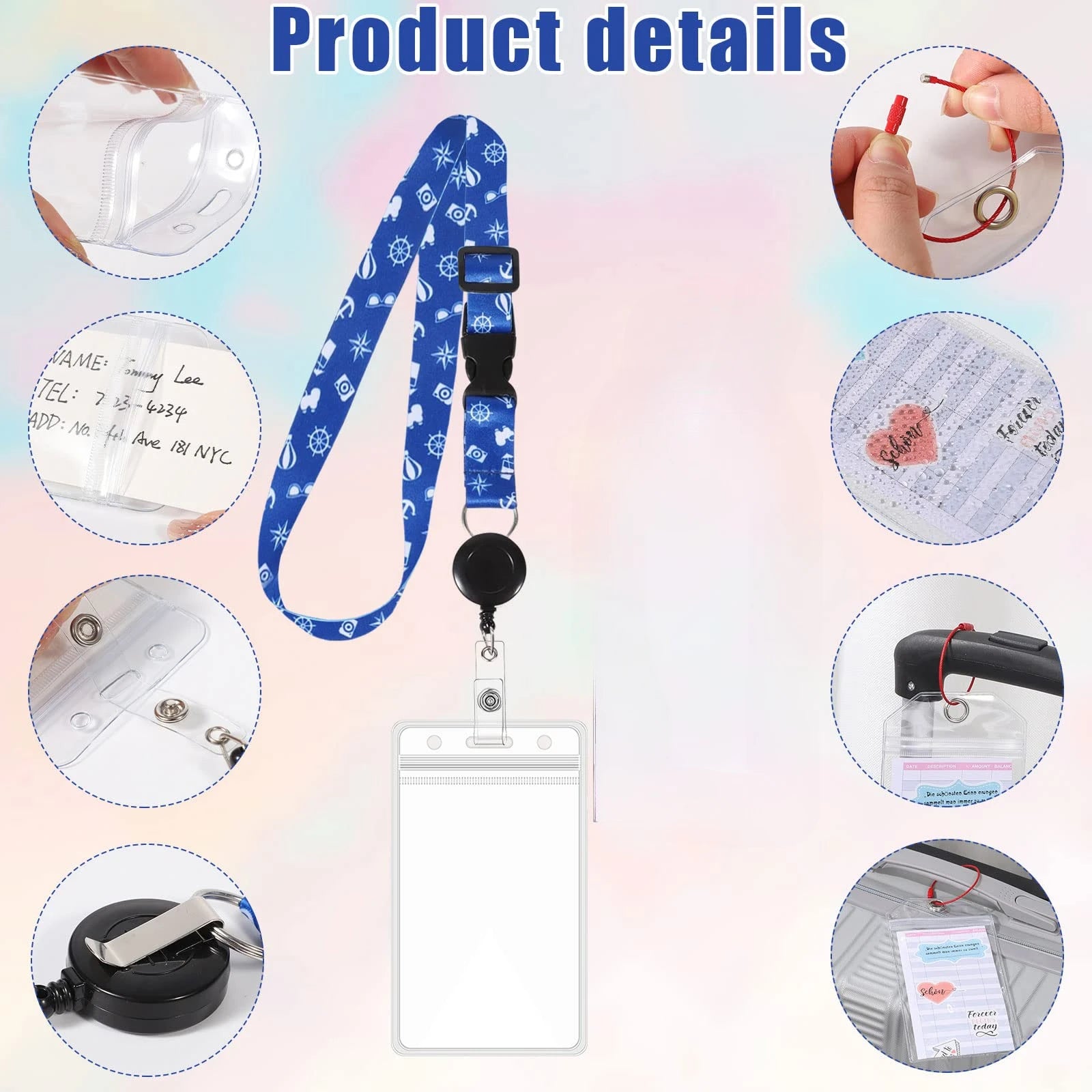 2 Pack Retractable Cruise Lanyard For Ship Cards, Waterproof Lanyards For Cruise Ship Cards With ID Holder