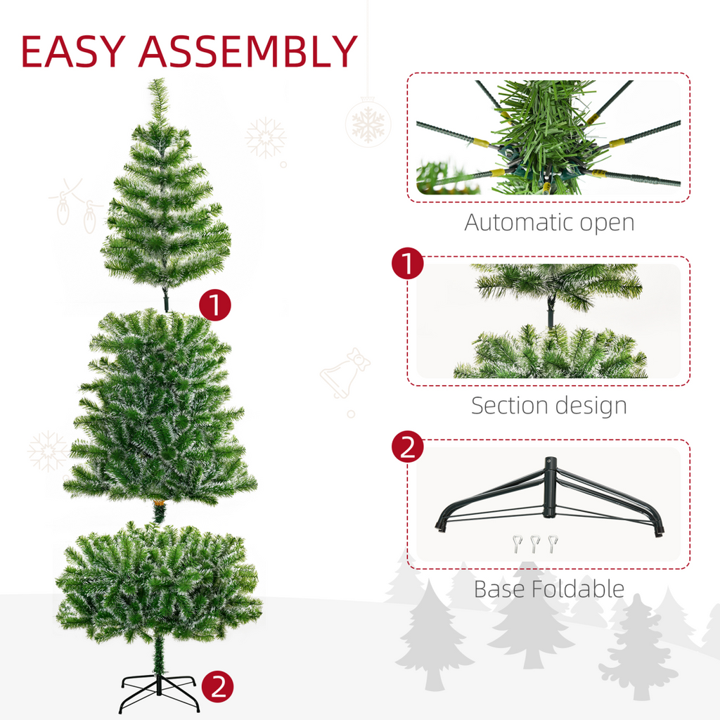 7ft Indoor Christmas Tree Artificial Deco Xmas Gift Metal Stand 968 Tips