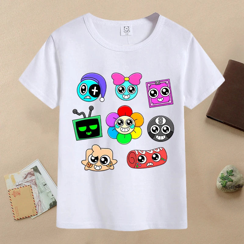 New Dandys World Children T-shirts Kawaii Cartoon Printed T-shirt Baby Boys Casual Short-sleeved Tops 2025 Summer Kids Clothing
