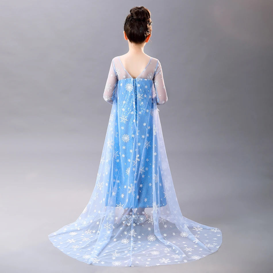 Elsa Dress for Girls Costume Snow Queen Kids Princess Dress Cosplay Birthday Party Children Clothing Carnival Easter Outfits