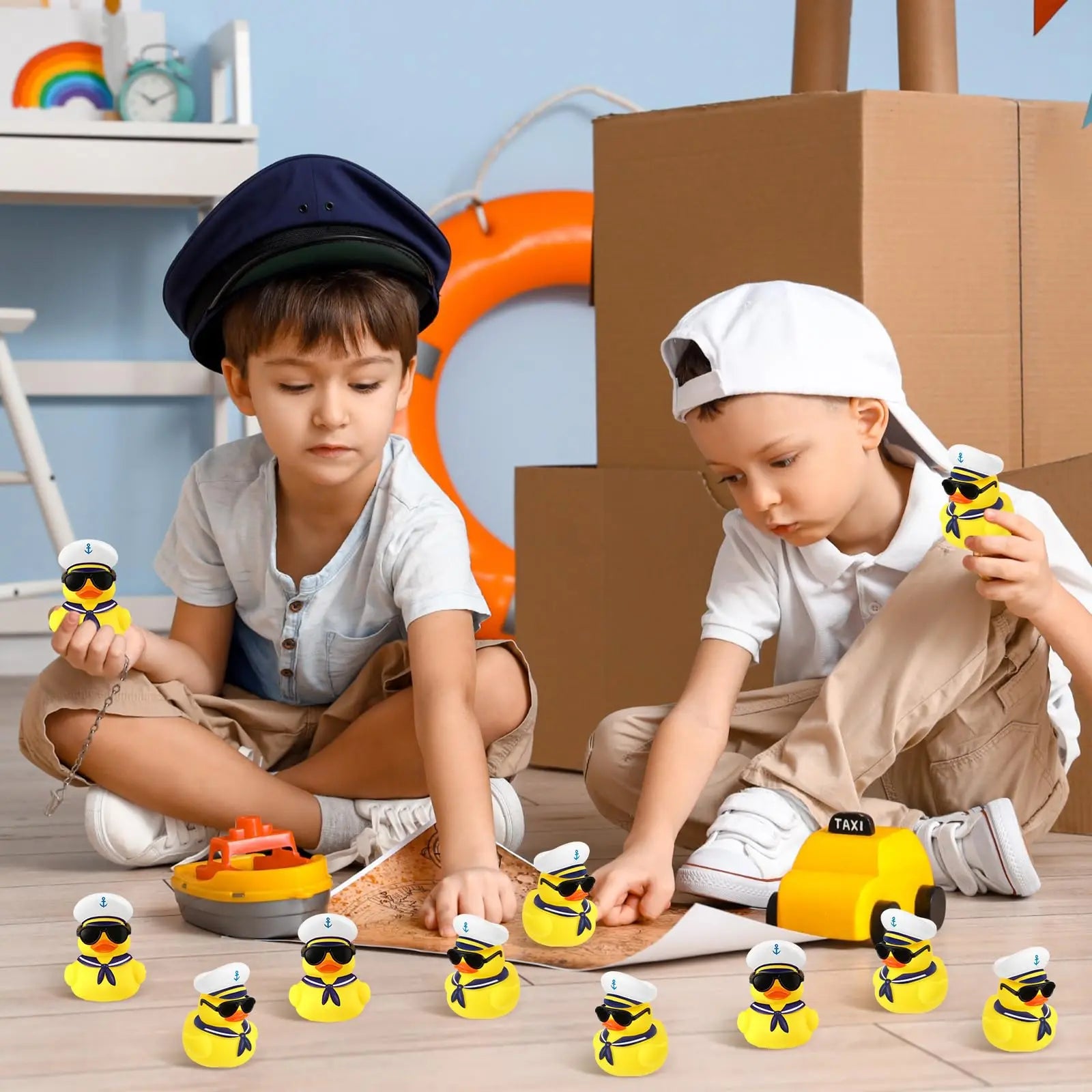 12/24/36Pcs Cruise Rubber Duck Bulk with Sunglasses Sets  Mini Sailing Rubber Ducks Summer Cruise Ship Toy Squeaky Duck