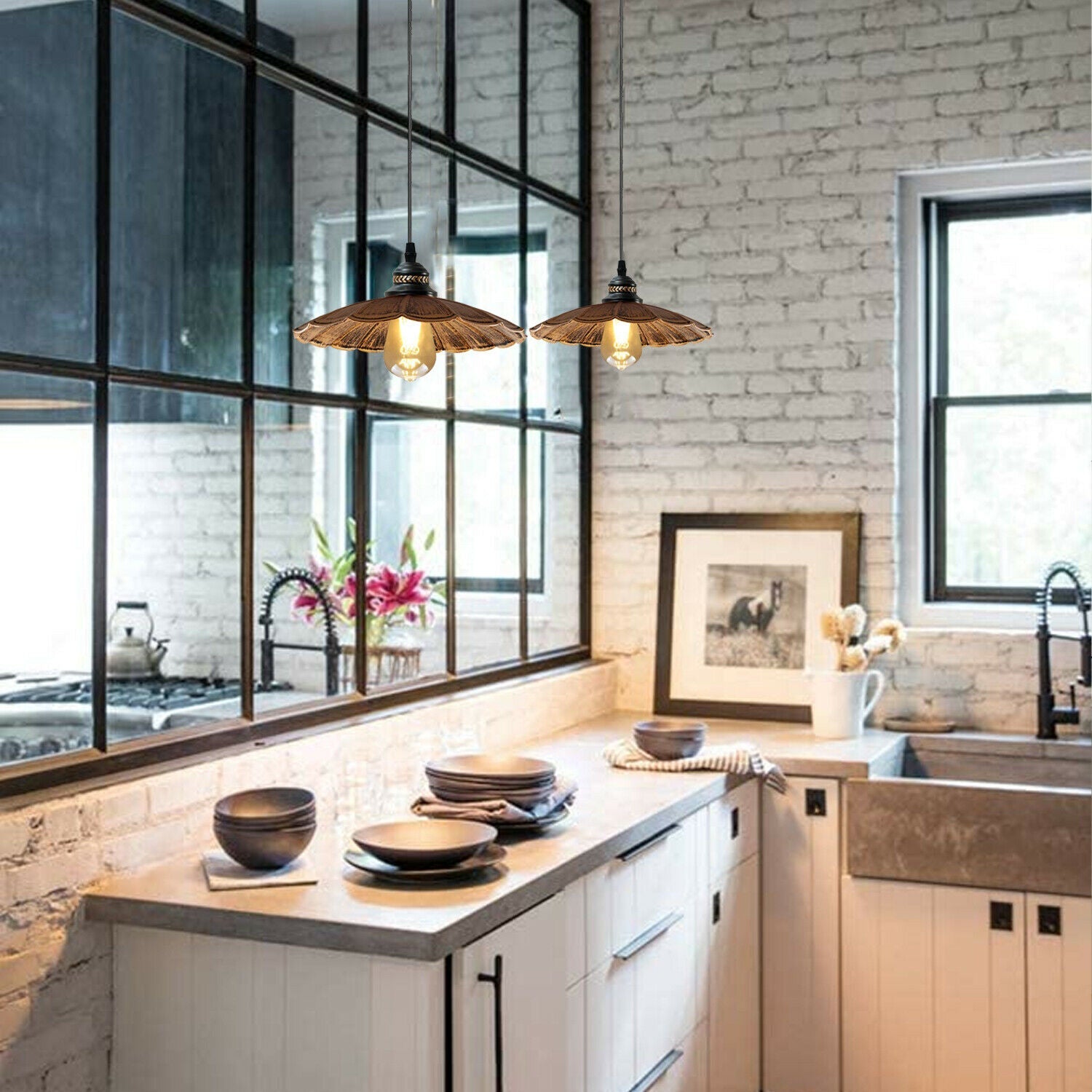 Wavy Shade Retro Style Metal Vintage Ceiling Pendant Lamp Light Modern Lighting Industrial Design~1411-3