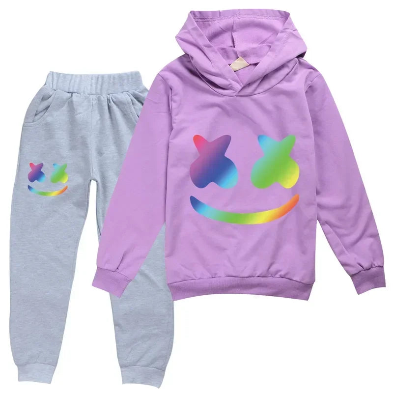 DJ Spring Season Autumn Clothing Set Kids Hoodies and Pants Suit Toddler Boys Tracksuit Teen Girls Casual Outfits