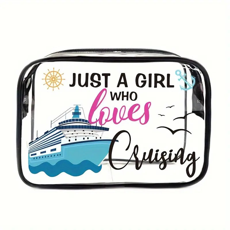Cruise-Themed PVC Cosmetic Bag Set for Men & Women, Unisex
