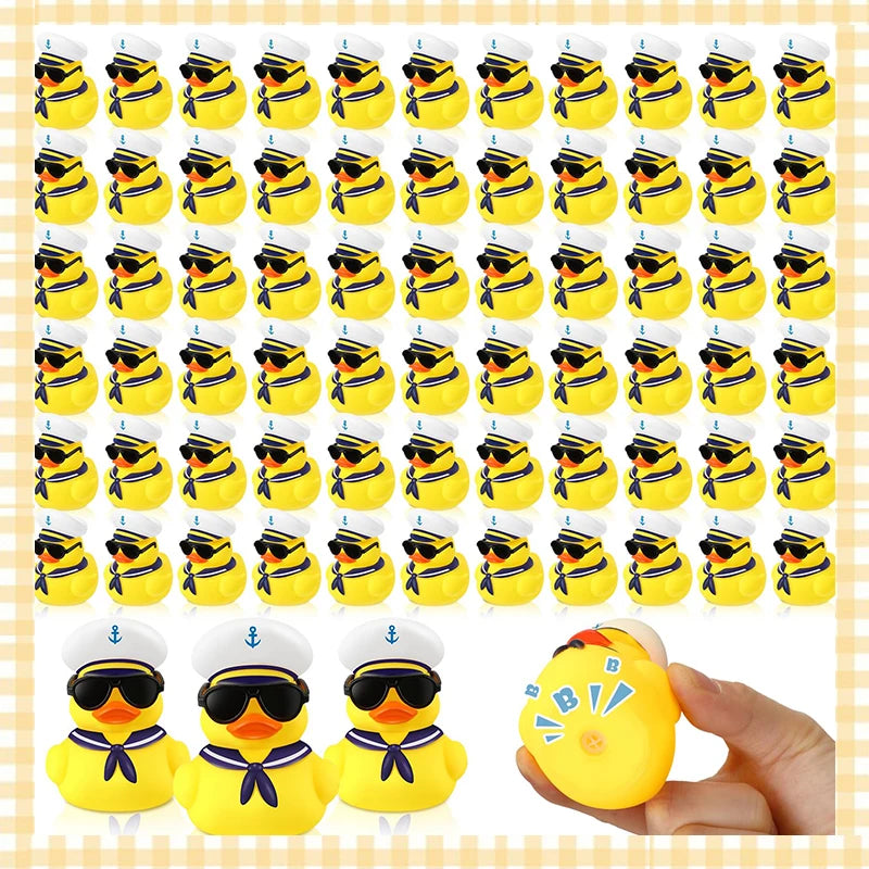 12/24/36Pcs Cruise Rubber Duck Bulk with Sunglasses Sets  Mini Sailing Rubber Ducks Summer Cruise Ship Toy Squeaky Duck