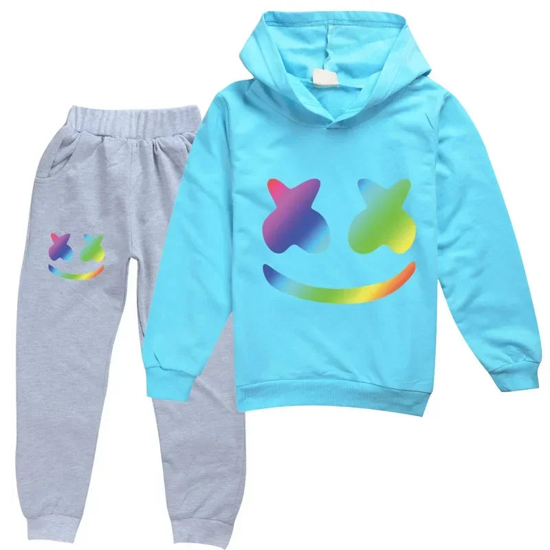 DJ Spring Season Autumn Clothing Set Kids Hoodies and Pants Suit Toddler Boys Tracksuit Teen Girls Casual Outfits