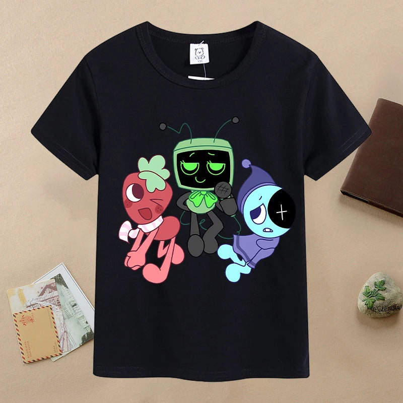 New Dandys World Children T-shirts Kawaii Cartoon Printed T-shirt Baby Boys Casual Short-sleeved Tops 2025 Summer Kids Clothing