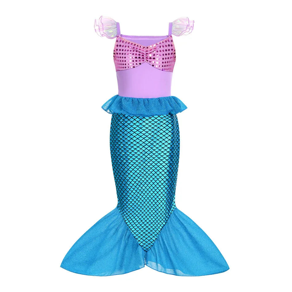 Children Princess Costume Kids Mermaid Halloween Clothes Little Girls Summer Stage Performance Clothing Kids Cosplay Dresses