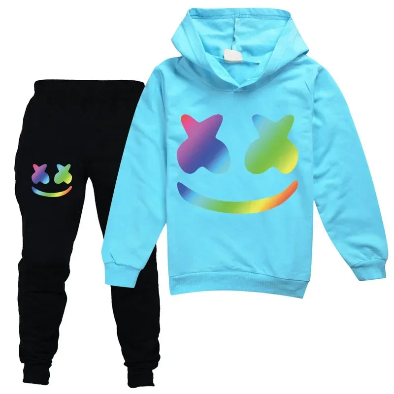 DJ Spring Season Autumn Clothing Set Kids Hoodies and Pants Suit Toddler Boys Tracksuit Teen Girls Casual Outfits