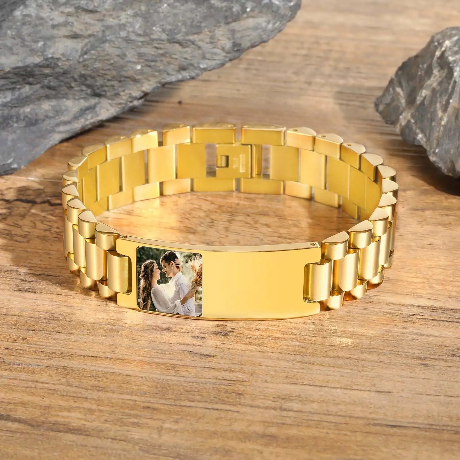 Customized Colorful Photo Bracelets for Men,Stainless Steel Watch Band Wristband with Free Regulator,Valentine's Day Father Gift