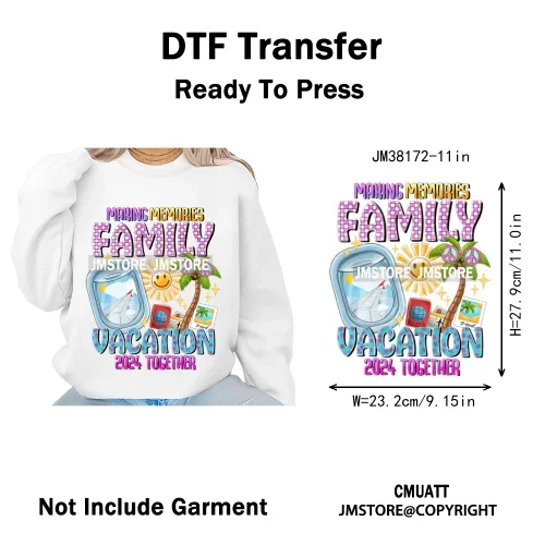 Hot Summer Holiday Boat Cruise Ship Life Salty Beach Family Island Trip Iron on DTF Transfer Stickers Ready to Press for Clothes