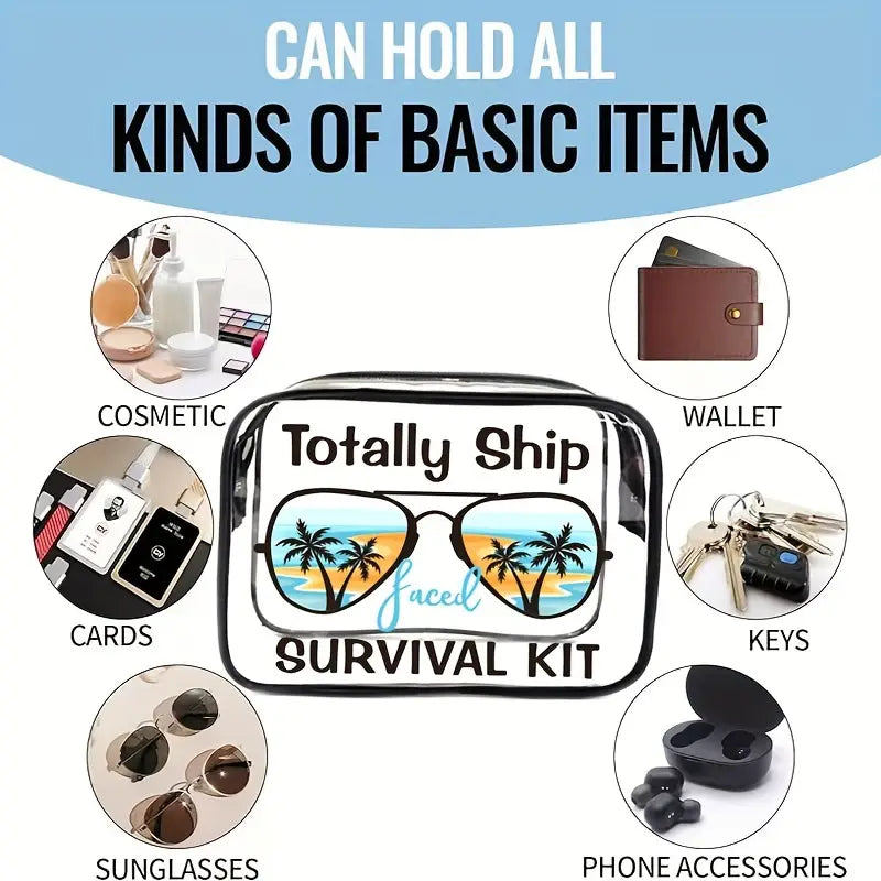 Cruise-Themed PVC Cosmetic Bag Set for Men & Women, Unisex