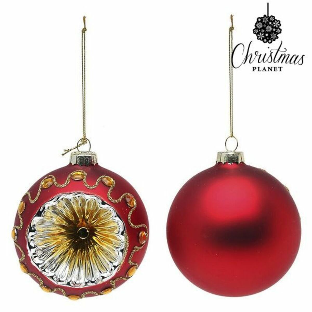 Christmas Baubles 8 cm (2 uds) Crystal Red-0