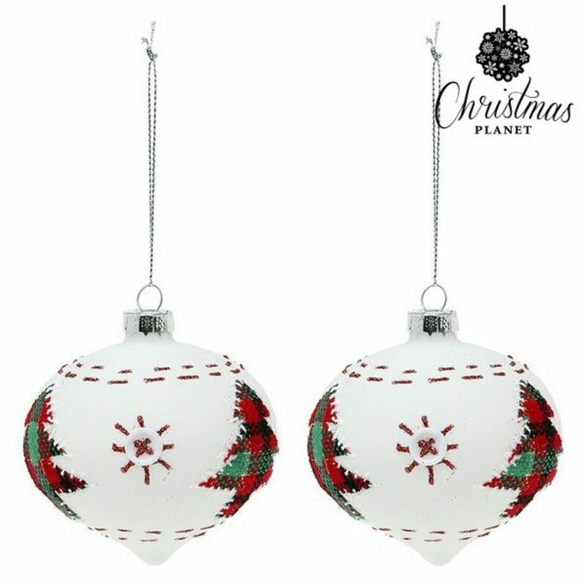 Christmas Baubles 8 cm (2 uds) Crystal White-0