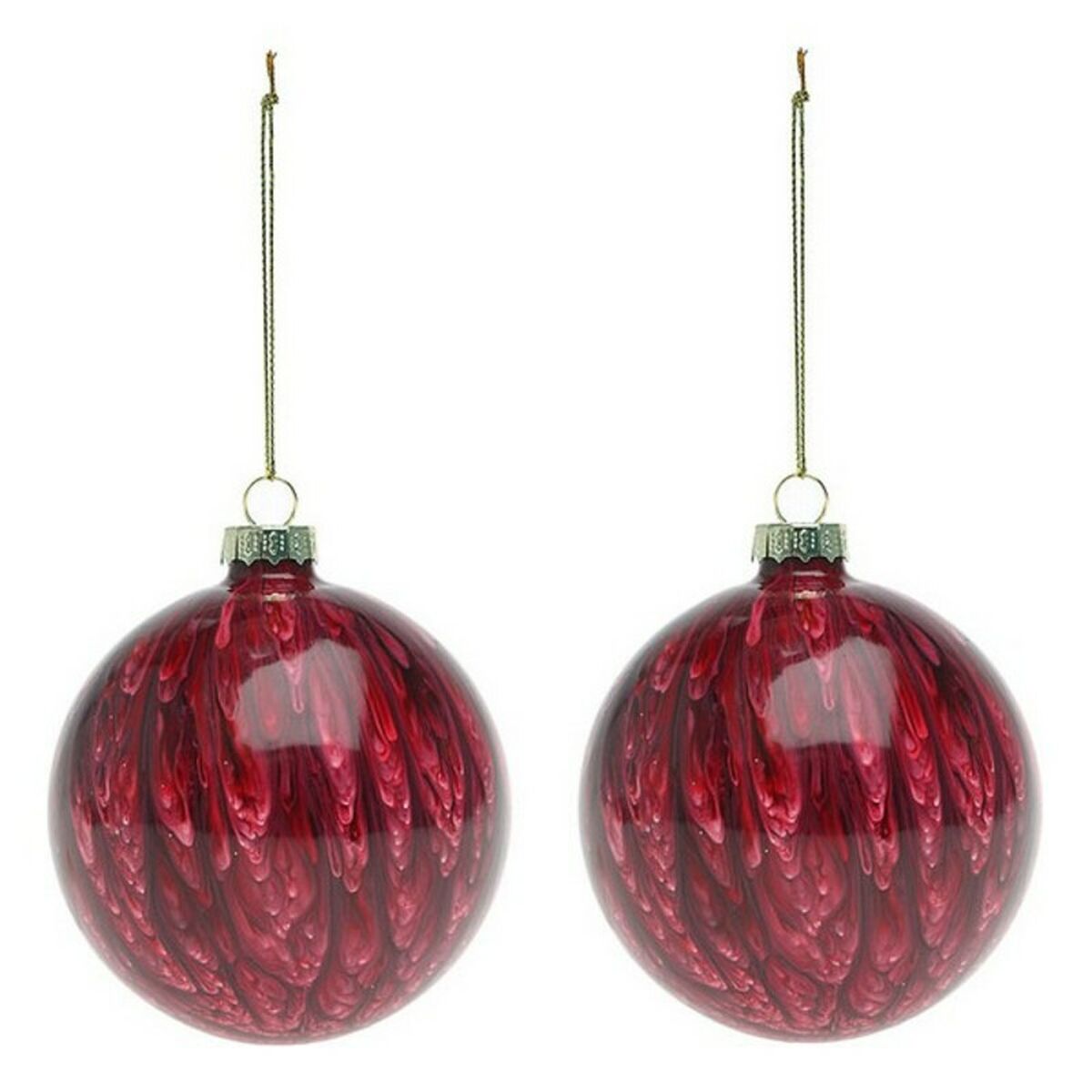 Christmas Baubles (2 pcs) 113572 Brown Red 8 cm (2 Units)-0