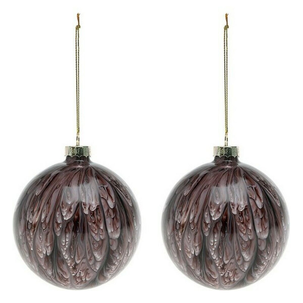 Christmas Baubles (2 pcs) 113572 Brown Red 8 cm (2 Units)-1