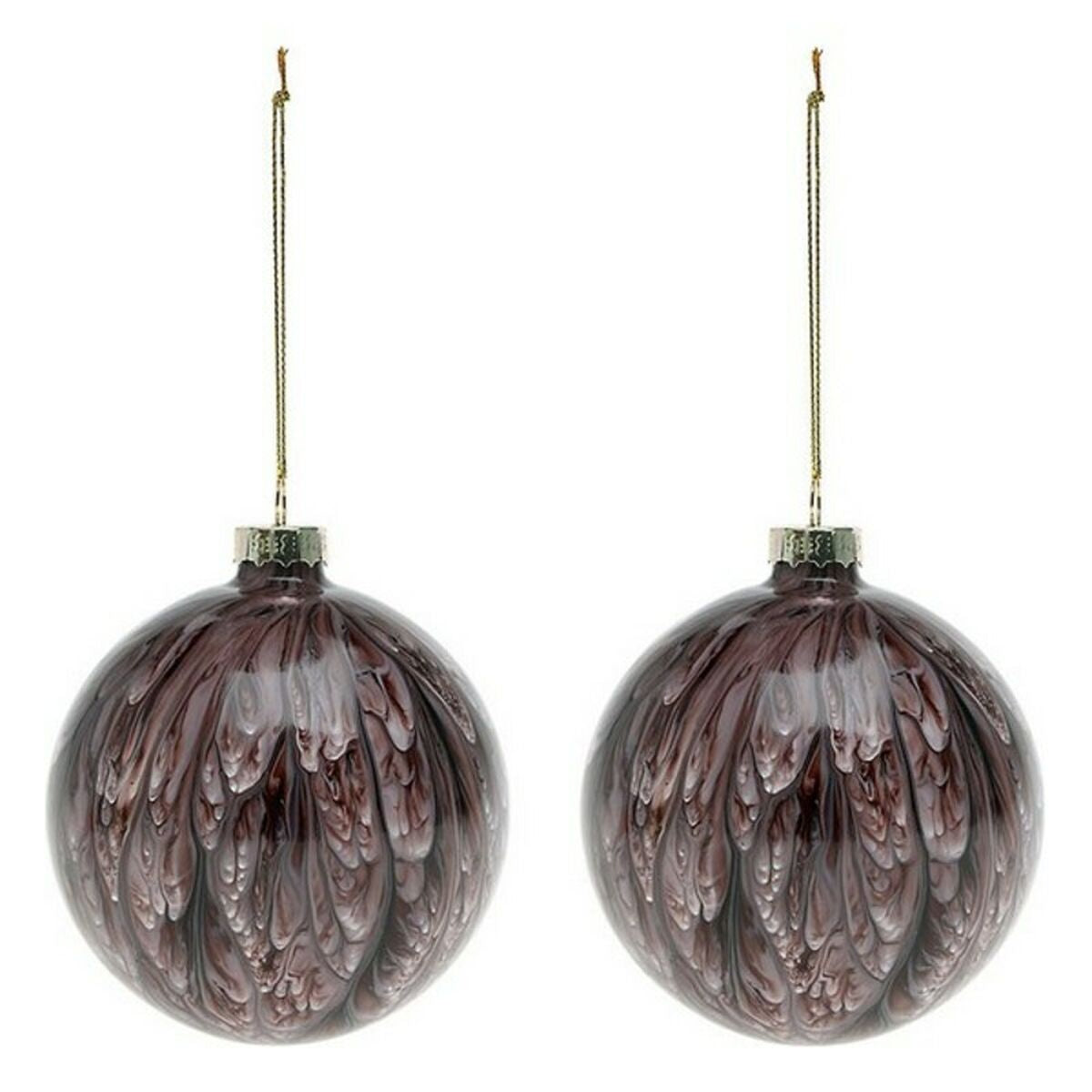 Christmas Baubles (2 pcs) 113572 Brown Red 8 cm (2 Units)-1