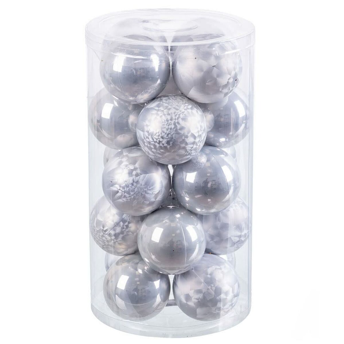Christmas Baubles Silver Plastic 6 x 6 x 6 cm (20 Units)-0