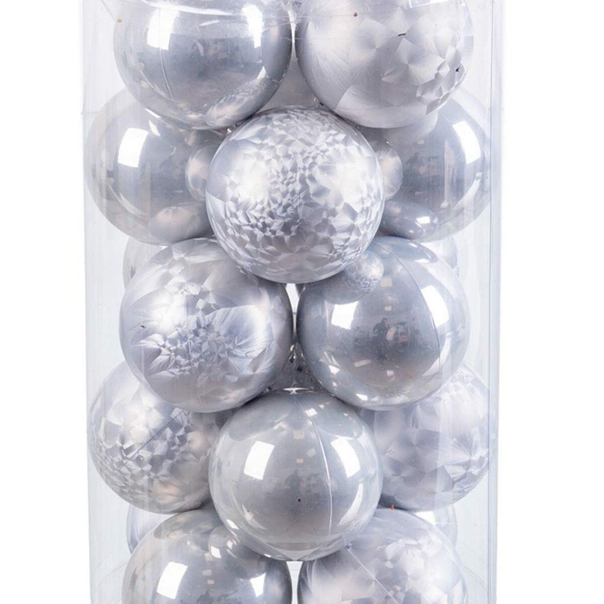 Christmas Baubles Silver Plastic 6 x 6 x 6 cm (20 Units)-1