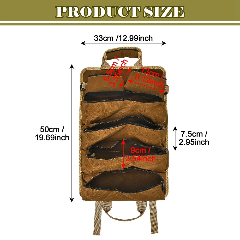 1pcs Organizer for Men, Roll Up Tool Bag Zipper Storage Bags with Multi-Pockets,Carrier Bag for Father Day Gifts