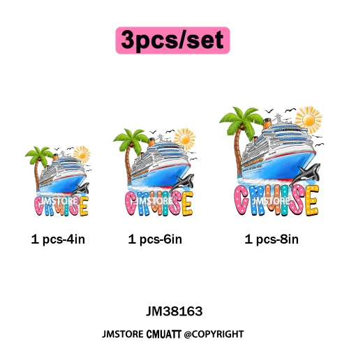 Happy Summer Boat Cruise Life Salty Beach Family Island Vacation Iron on DTF Thermal Transfer Sticker Ready to Press for Clothes