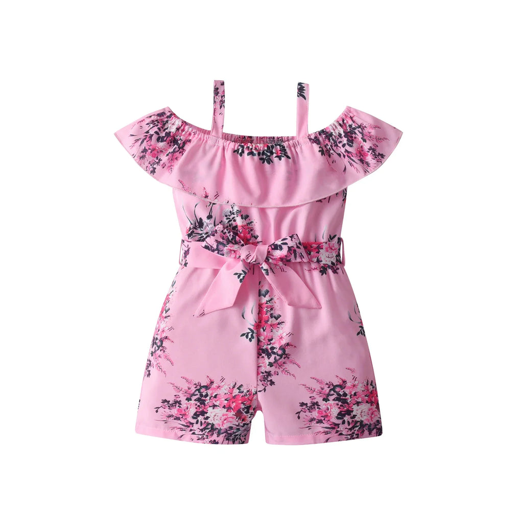 Children Kids Girls Strap Cotton Romper Jumpsuit Princess Style Floral Cute Casual Loose Summer Clothes for Girls 2 3 4 5 6 7T