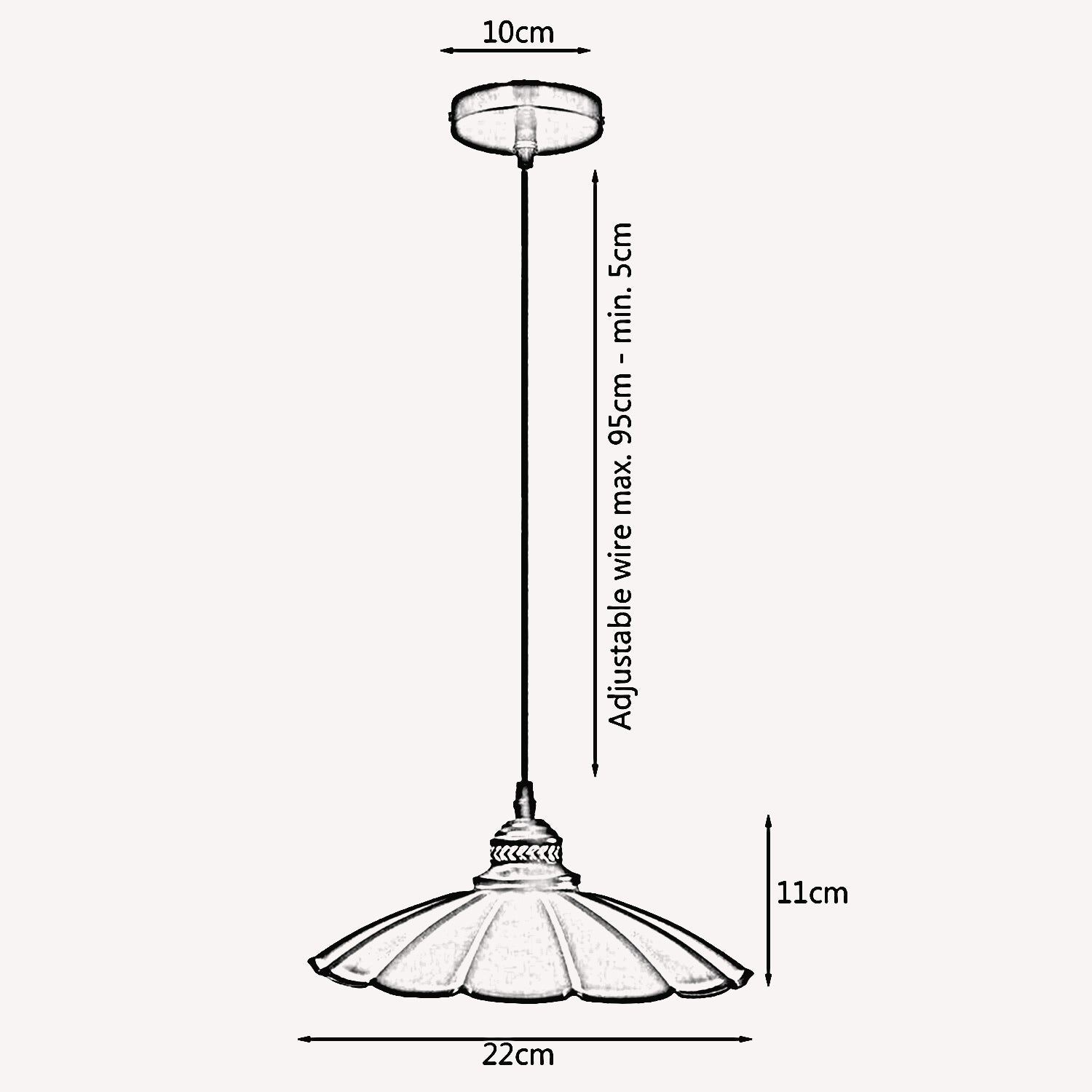 Wavy Shade Retro Style Metal Vintage Ceiling Pendant Lamp Light Modern Lighting Industrial Design~1411-2