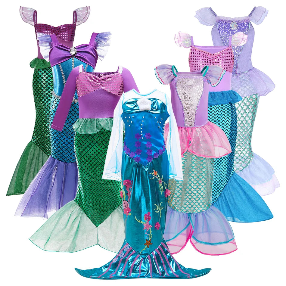 Children Princess Costume Kids Mermaid Halloween Clothes Little Girls Summer Stage Performance Clothing Kids Cosplay Dresses